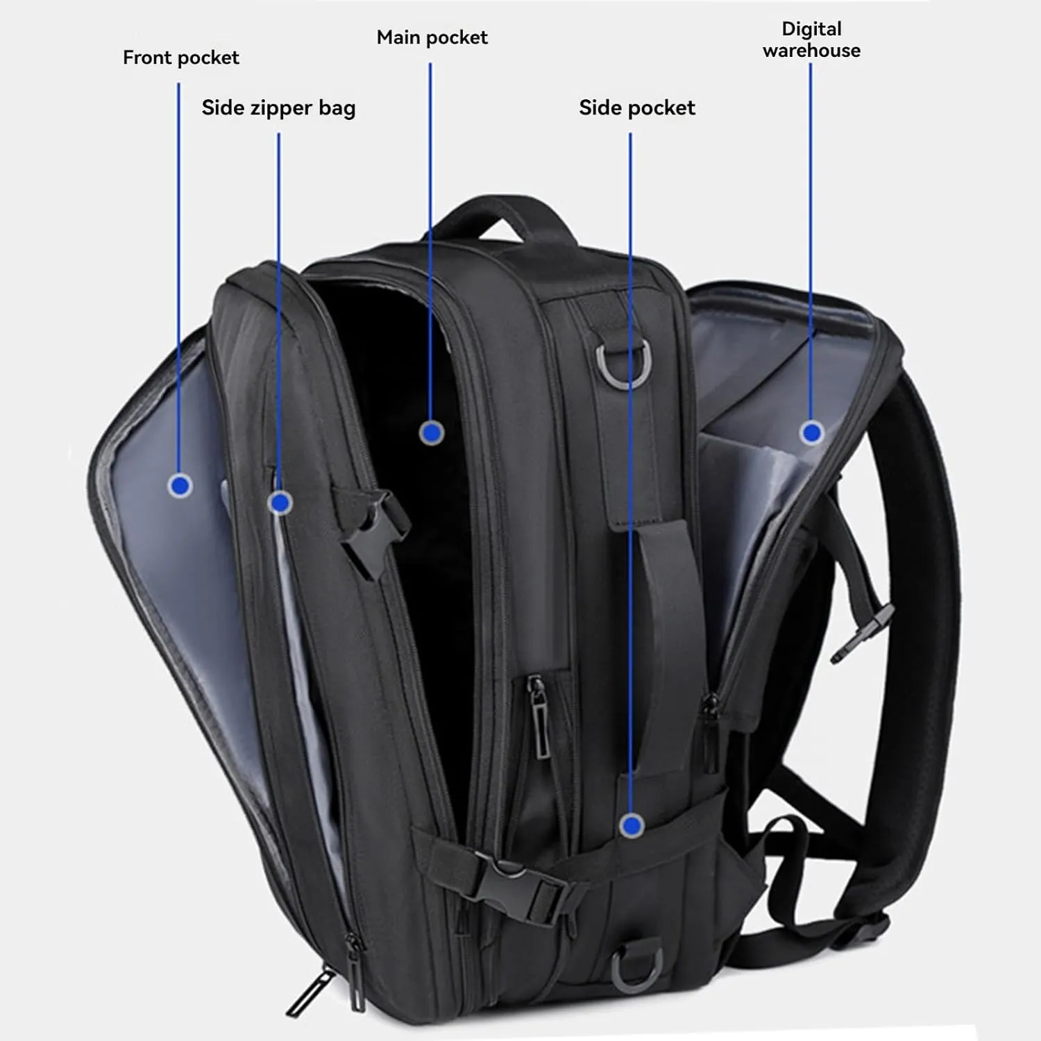 Airback Backpack, Travel Backpack with Vacuum System, Expandable Backpack with Vacuum Compression (Style B,One Size)