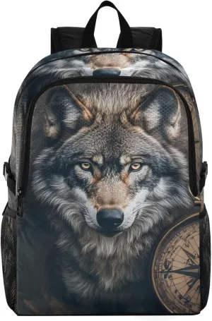 AIXIWAWA Wolf and Map Hiking Backpack Packable Lightweight Waterproof Daypack Foldable for Camping Travel Weight Capacity 22 LB