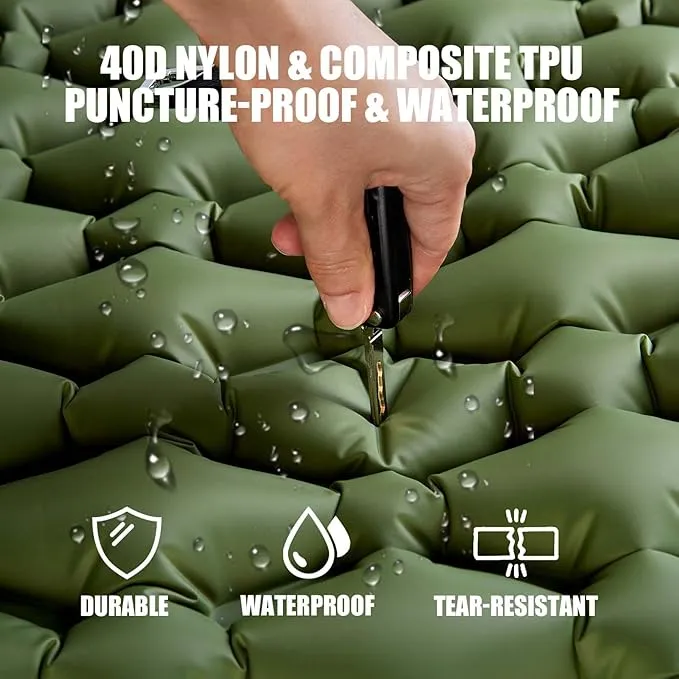 AKSOUL Sleeping Pad Camping Mat: Ultralight & Compact Self Inflating Air Mattress with Built-in Foot Pump, Connectable Lightweight with Pillow Inflatable Pad for Camping, Backpacking, Hiking