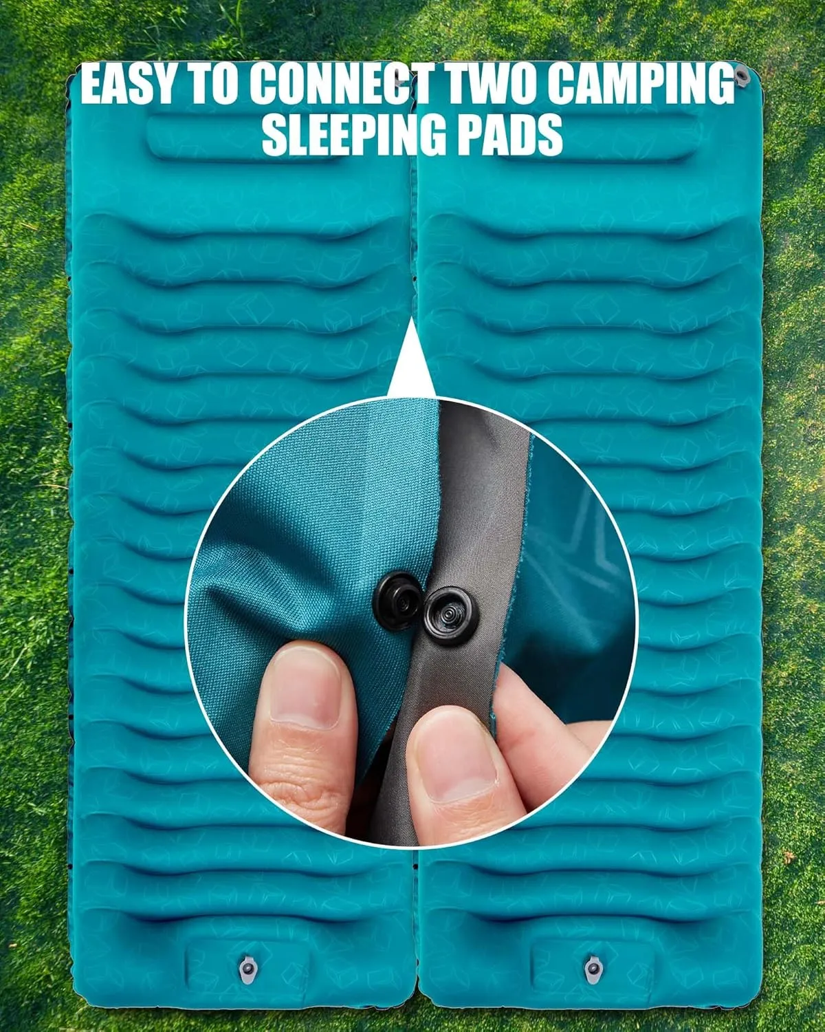 AKSOUL Sleeping Pad Ultra-Thick - Inflatable Sleep Mat, Lightweight & Compact 4.72 in Air Mattress with Pillow, Self-Inflating with Built-in Foot Pump for Traveling, Hiking, Camping (Blue)