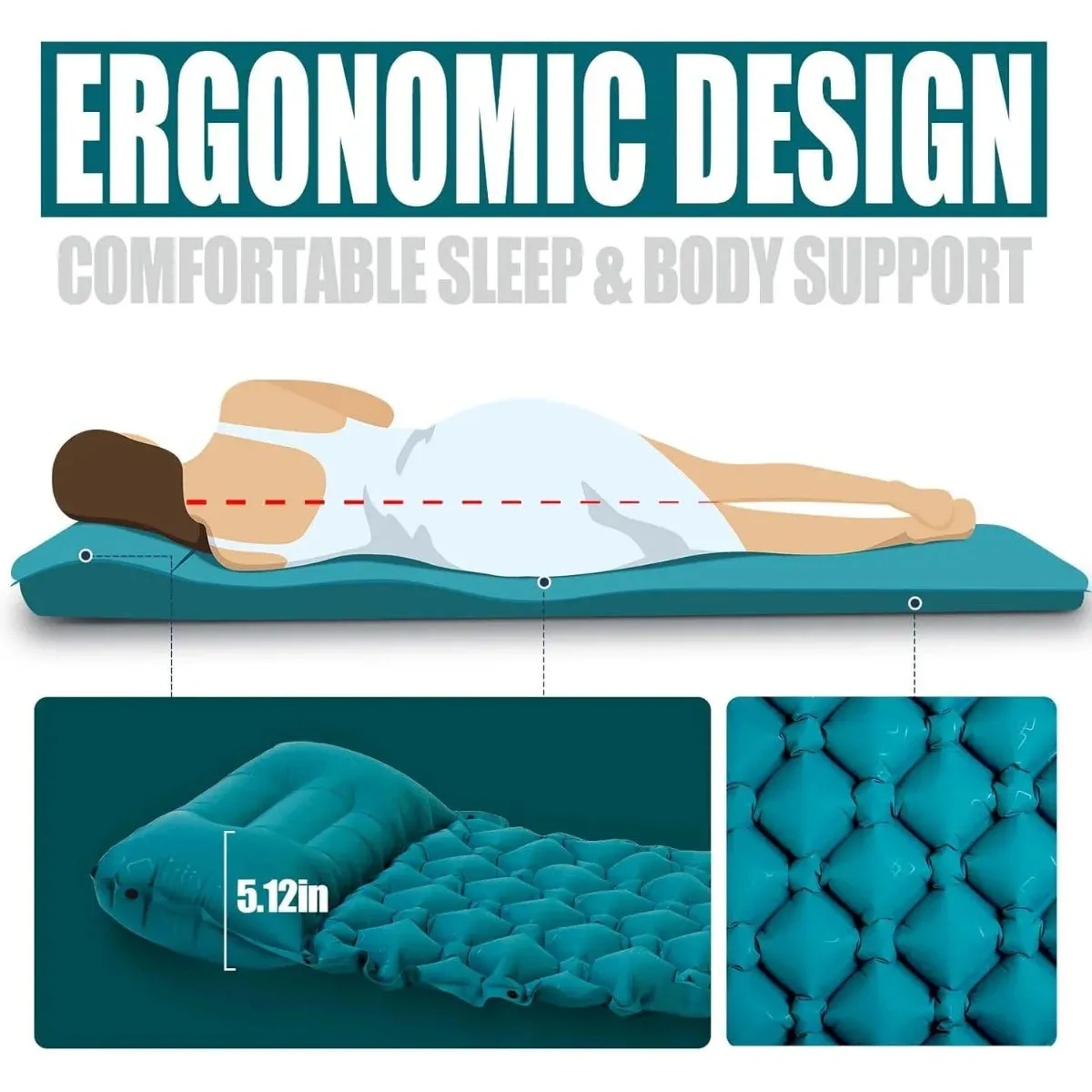 AKSOUL Ultralight Self-Inflating Camping Sleeping Pad with Foot Pump