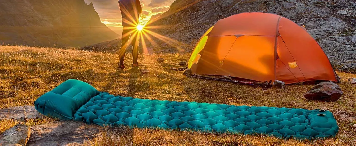AKSOUL Ultralight Self-Inflating Camping Sleeping Pad with Foot Pump