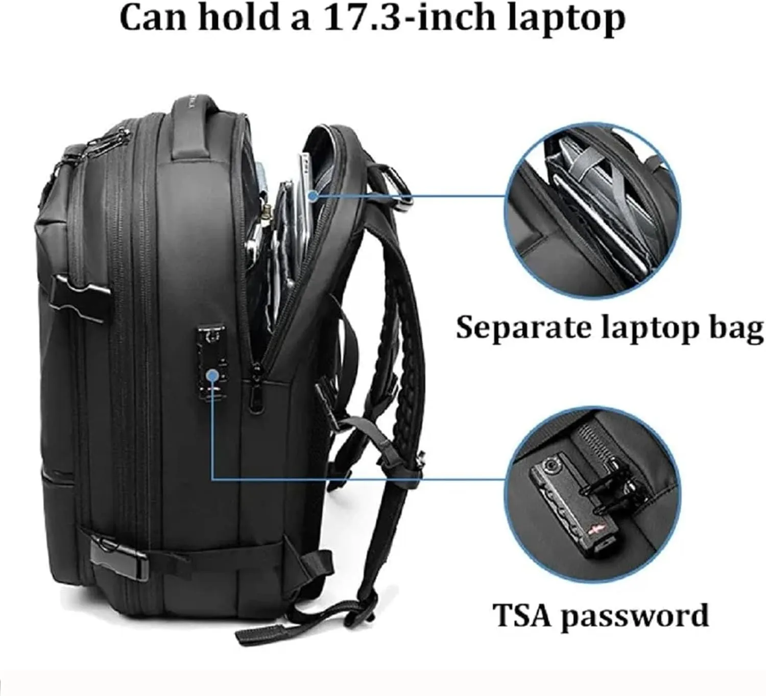 Alepeak Vacuum Backpack, 60L Anti-Theft Expandable Vacuum Compression Bags for Travel, Large-Capacity Waterproof Wet Dry SeparationAirback Backpack with Vacuum Seal (Black)