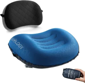 ALUFT2(Deep Blue) Inflatable Pillow for Camping, Deluxe Camping Pillow for Backpacking, Backpacking Pillows Ultralight, Inflatable Travel Pillow, Blow Up Pillows, Pad Attachment Strap for Camp Mat