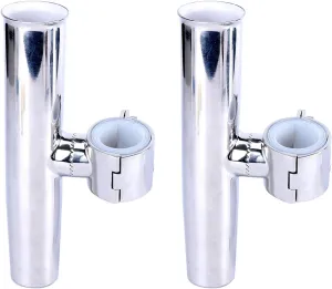 Amarine Made 2 Pack of Stainless Steel Tournament Style Rod Holder,Transom Mounted,Wall Mounted,Top Mounted - Angle Adjustable for Rail 1-5/8" to 2"