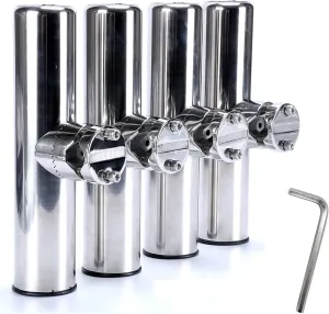 Amarine Made 4Pcs Marine Grade Stainless Steel Rail Mounted Clamp on Fishing Rod Holder for Rails 1" to 1-1/4"
