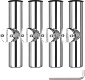 Amarine Made 4pcs Rod Holders, Stainless Steel Fishing Rod Holder with Clamp on for Rails 7/8" to 1", Fishing Rod Holders for Boat