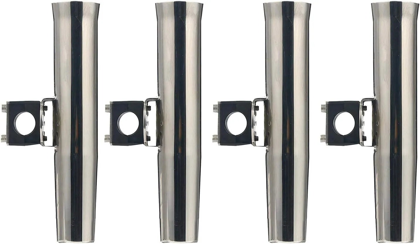 Amarine Made Stainless Rail Mounted Clamp on Rod Holder for Rails 22mm (7/8") to 25mm (1") (4-Pack)