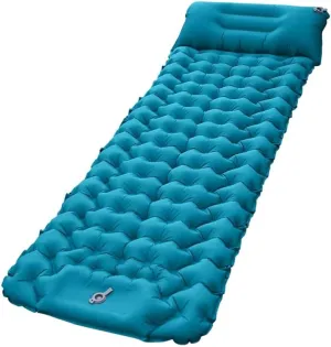Ancalos Camping Pad Sleeping Mat-Ultralight Camp Air Mattress Pad Connectable 2 Wide Extra Thick Sleep Pads with Inflatable Pump - (Color: Lake Blue)