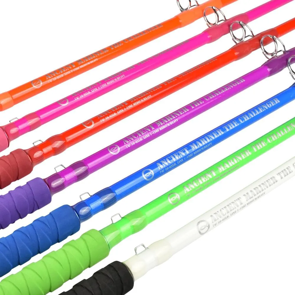 ANCIENT MARINER Catfish Fishing Rods 7’6 Glow in The Dark Ancient Mariner The Challenger Casting Rod, Medium Heavy