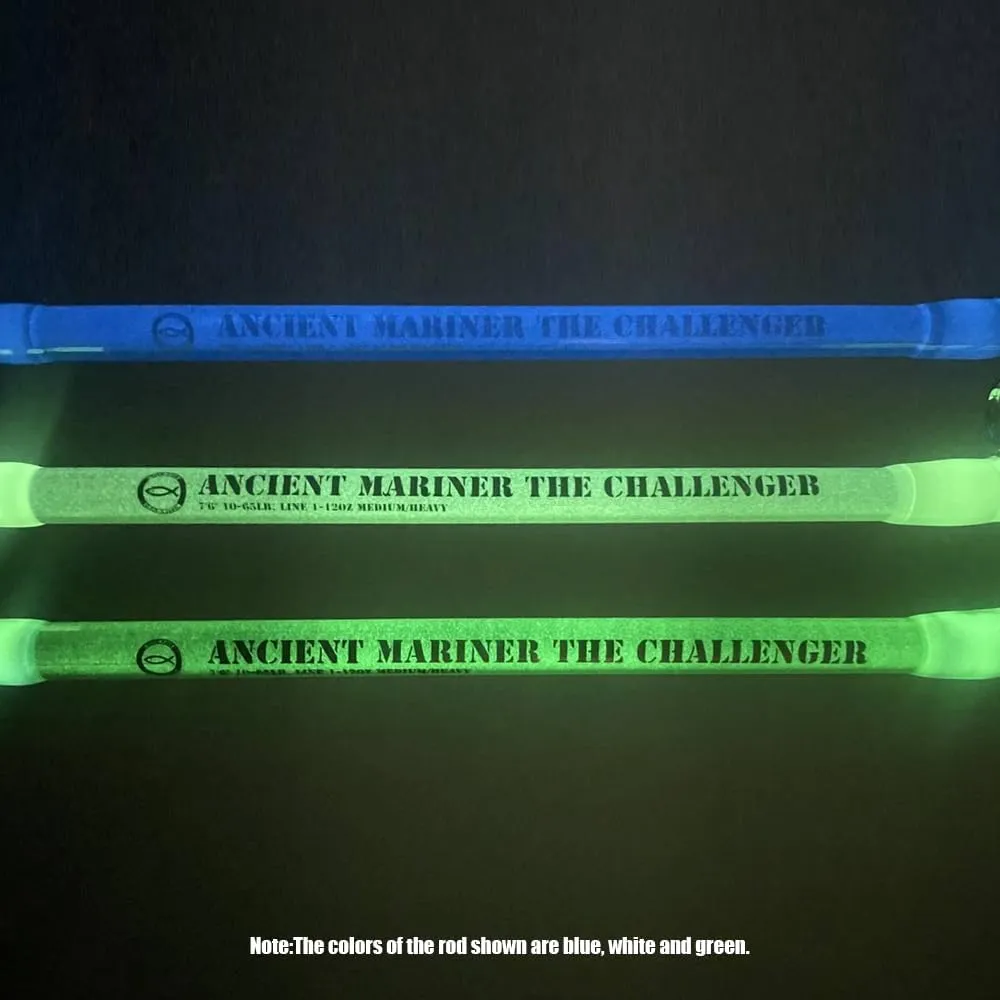 ANCIENT MARINER Catfish Fishing Rods 7’6 Glow in The Dark Ancient Mariner The Challenger Casting Rod, Medium Heavy