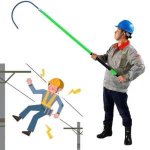 Anti-Electric Shock Rescue Tube，Lifesaving poleElectrical Safety Rescue Pole Rod, High Voltage Insulation Rescue Hook, Drowning Rescue Pole, Fire/Electrical Safety Emergency Rescue Tool(Gree