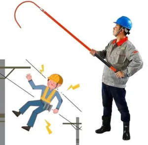 Anti-Electric Shock Rescue Tube，Lifesaving poleElectrical Safety Rescue Pole Rod, High Voltage Insulation Rescue Hook, Drowning Rescue Pole, Fire/Electrical Safety Emergency Rescue Tool(Red,