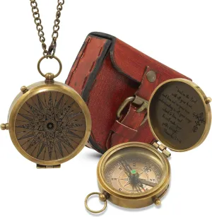Antique Brass Compass with Leather Case Trust in The Lord Compass – Graduation Day, Wedding Anniversary, Baptism, Confirmation, First Communion, Retirement Gifts for Boys, Son, Mens, Husband