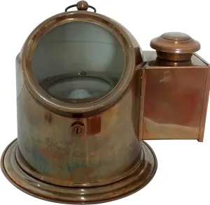 Antique Rustic Nautical Vintage Ship Binnacle Helmet Gimballed Compass Floating Navigation Device Collectible