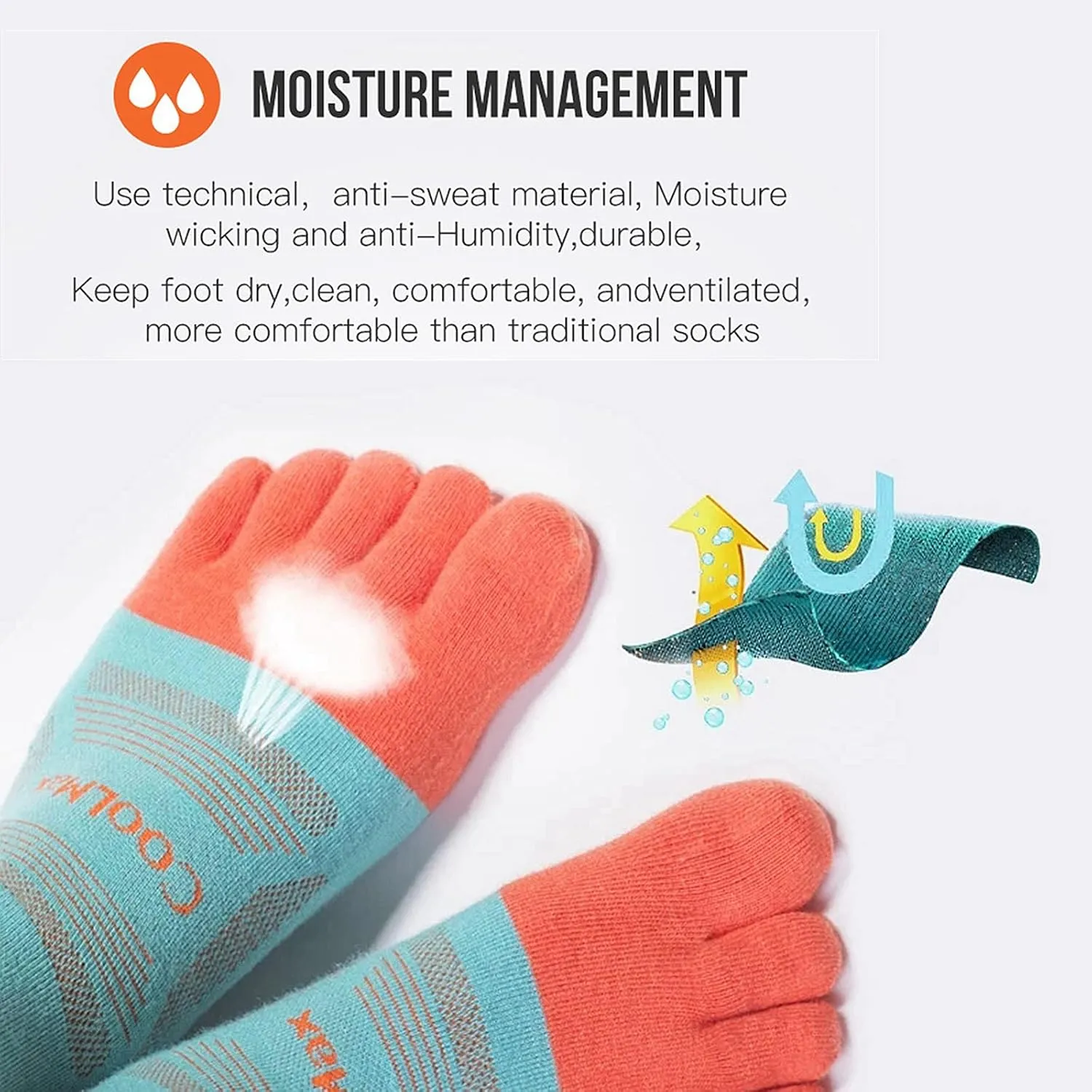 AONIJIE Pack of 3 Sports Socks Athletic Five Toe Socks for Men Women Running Hiking Wicking Crew Low Cut S M L Sizes