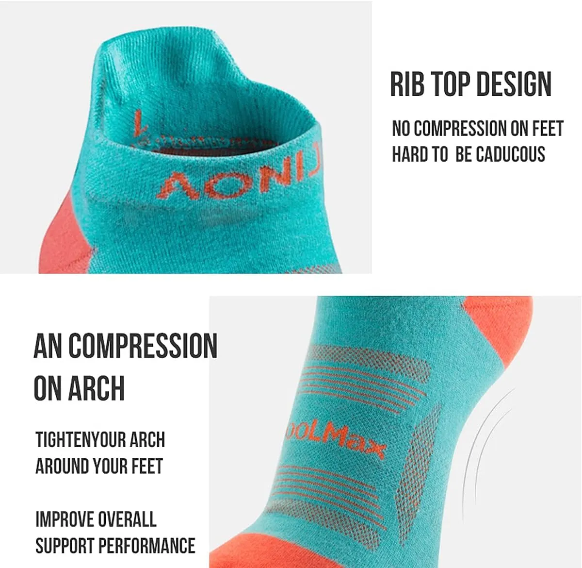 AONIJIE Pack of 3 Sports Socks Athletic Five Toe Socks for Men Women Running Hiking Wicking Crew Low Cut S M L Sizes