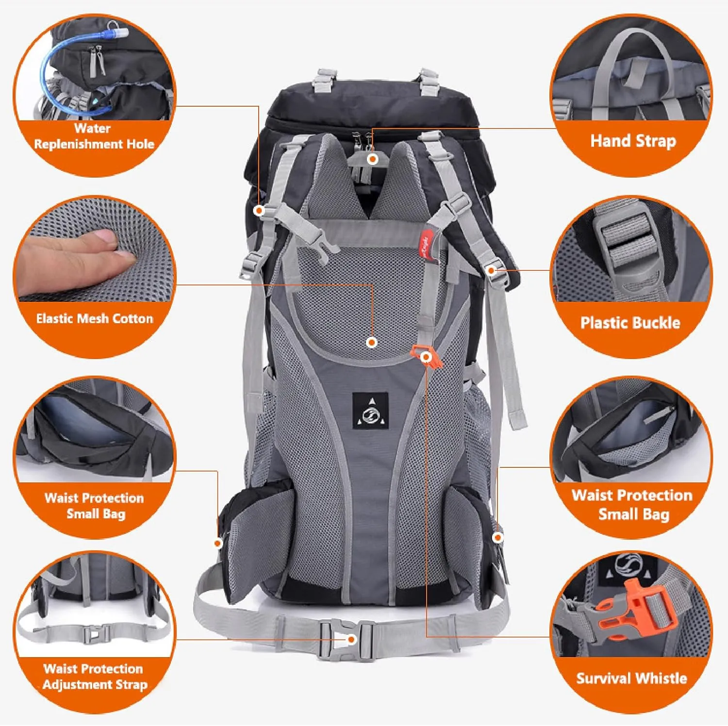 APLUSH Hiking Camping Backpack with Rain Cover, Lightweight Waterproof Outdoor Sport Travel Daypack for Climbing Touring,Blue a,60L