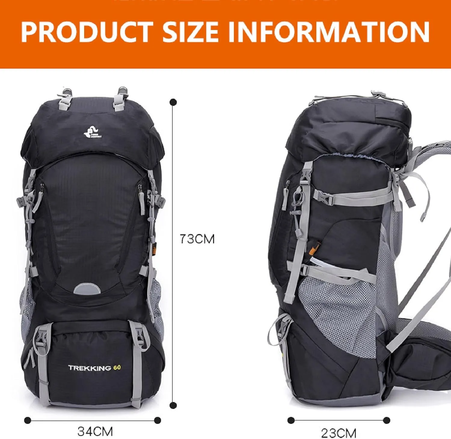 APLUSH Hiking Camping Backpack with Rain Cover, Lightweight Waterproof Outdoor Sport Travel Daypack for Climbing Touring,Blue a,60L