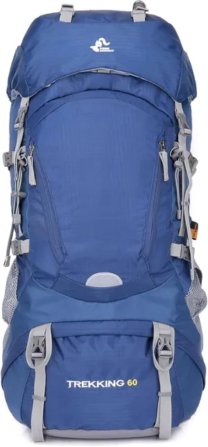 APLUSH Hiking Camping Backpack with Rain Cover, Lightweight Waterproof Outdoor Sport Travel Daypack for Climbing Touring,Blue a,60L