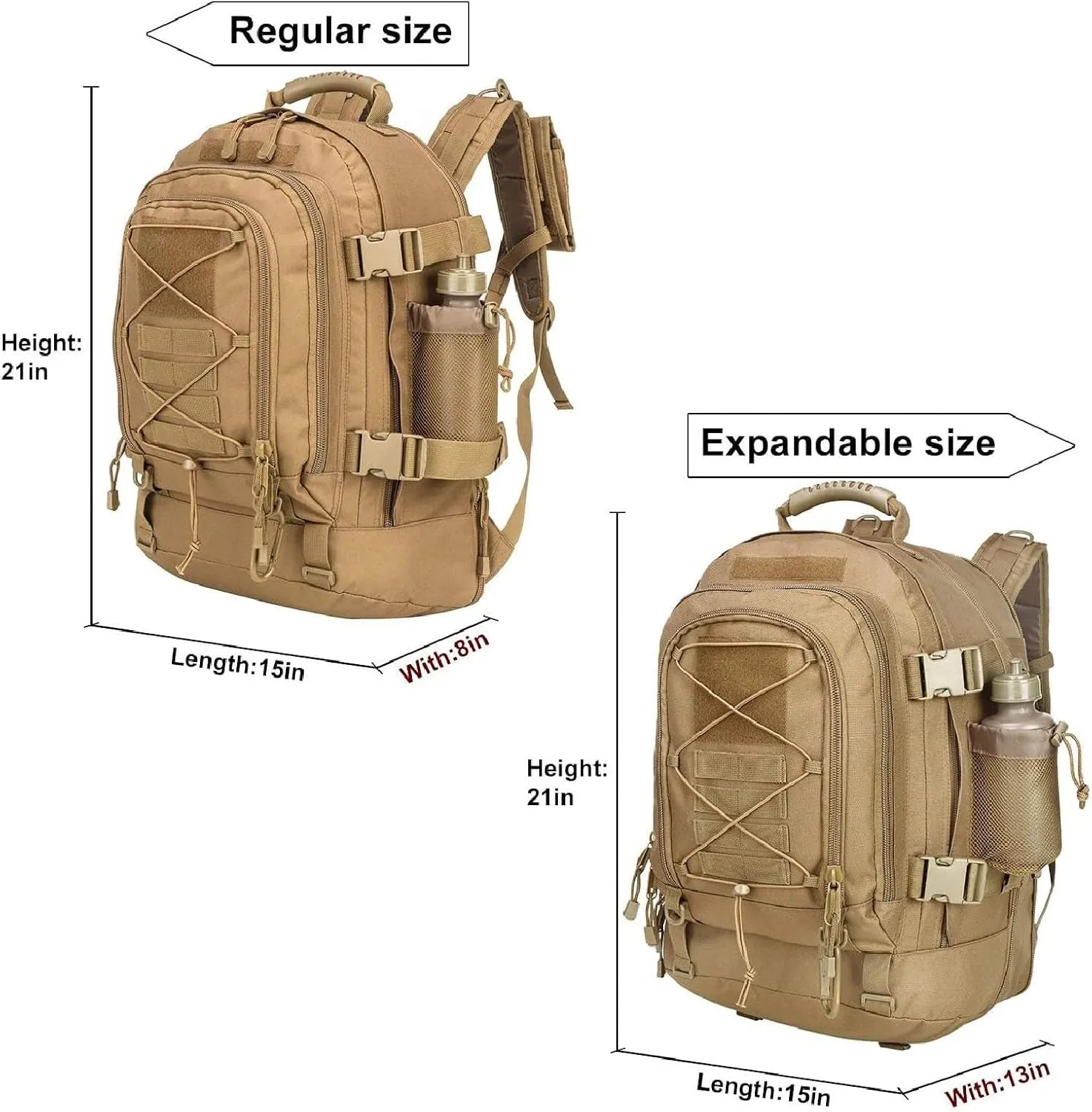 APLUSH Large Tactical Backpack for Men,Outdoor Waterproof Rucksack for Travel, Work,Camping,Hunting,Hiking,Sports,Black a,One Size