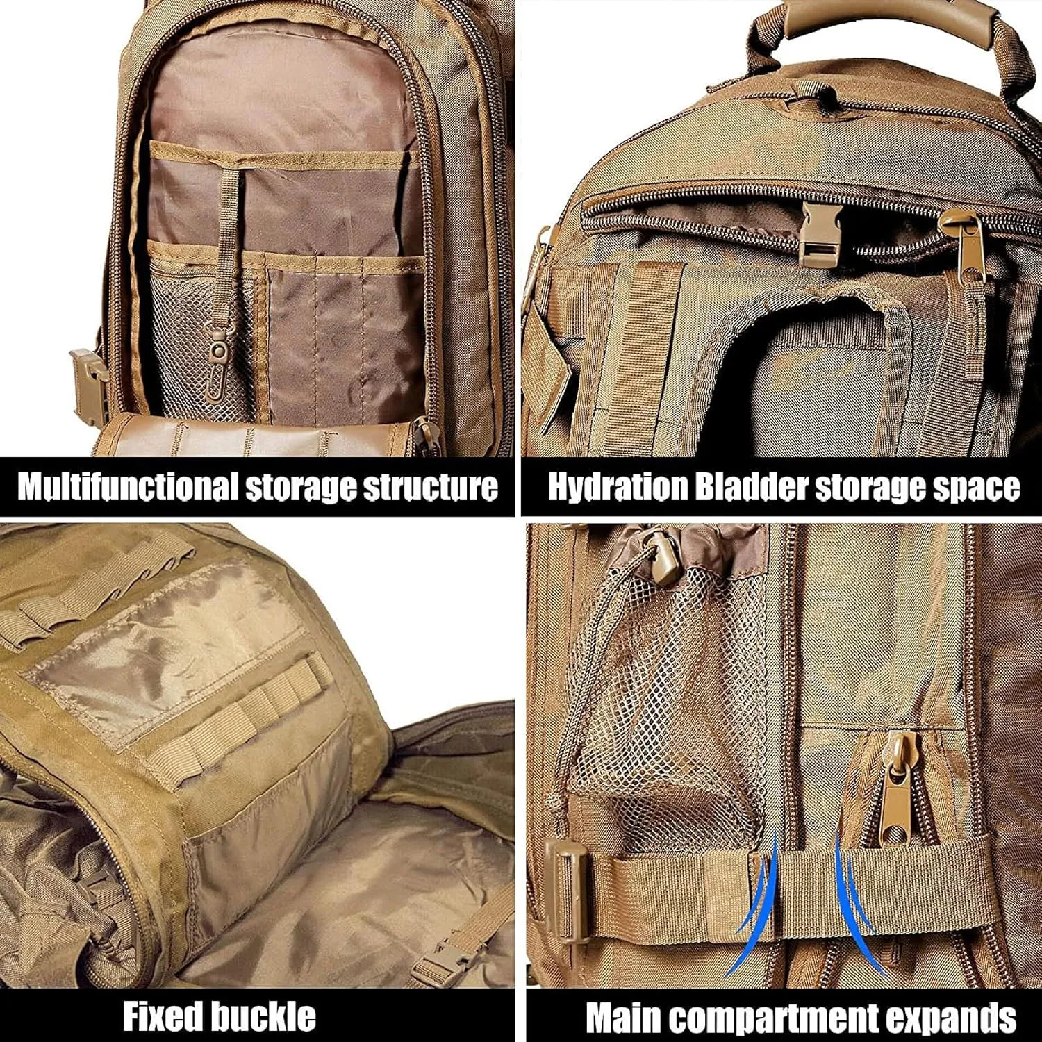 APLUSH Large Tactical Backpack for Men,Outdoor Waterproof Rucksack for Travel, Work,Camping,Hunting,Hiking,Sports,Black a,One Size