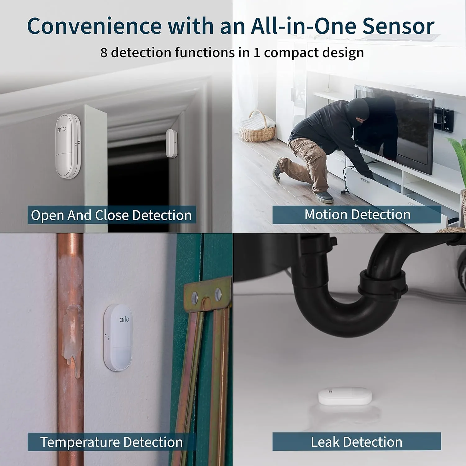 Arlo Home Security System - Alarm System with Wired Keypad Sensor Hub, 5 8-in-1 Sensors & Yard Sign - No Contract Required - DIY Installation - White, SS1501