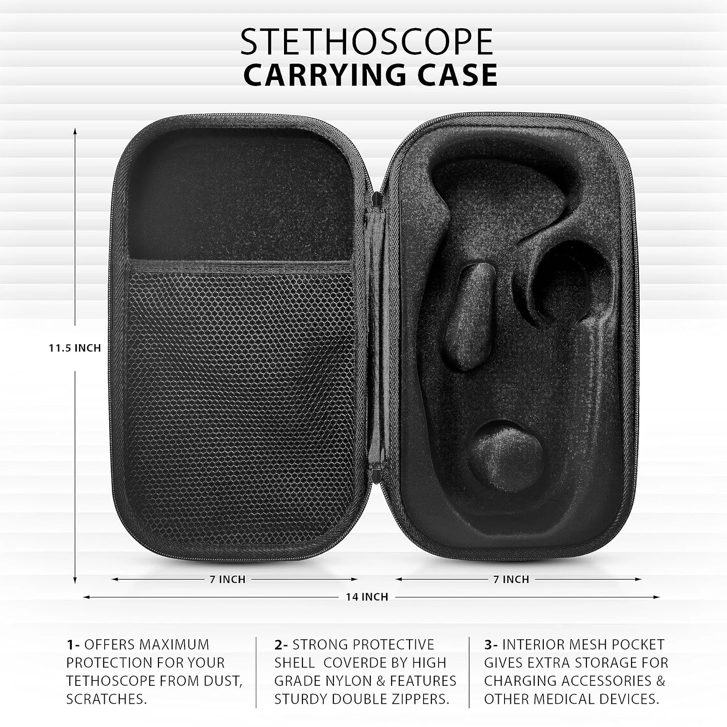 ASA TECHMED Medical Starter Kit - Stethoscope, Durable Blood Pressure Monitor, and EMT Shears and Protective Carrying Case Ideal for Healthcare Professionals, Hunter Green