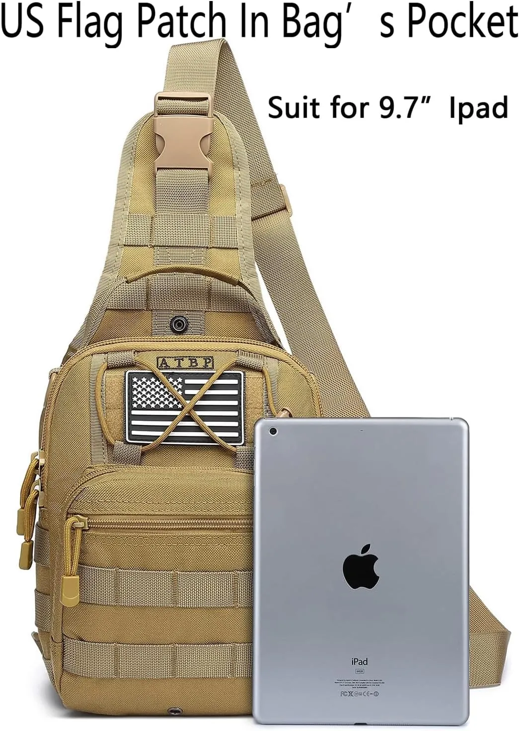 ATBP Small Tactical Sling Backpack Bag Holster One Over Shoulder Bag Pack Men With Universal Holster