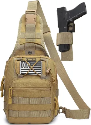 ATBP Small Tactical Sling Backpack Bag Holster One Over Shoulder Bag Pack Men With Universal Holster