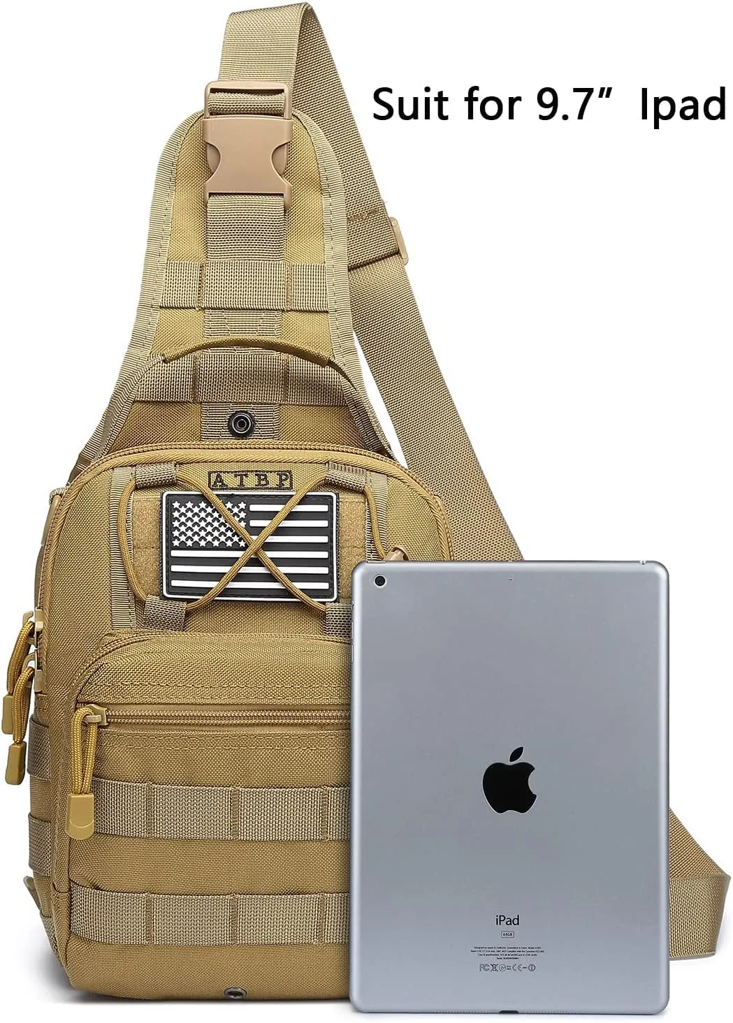 ATBP Small Tactical Sling Backpack Bag Pack for Men Military Shoulder Bag Molle Crossbody Bag for Hiking 6 Liters