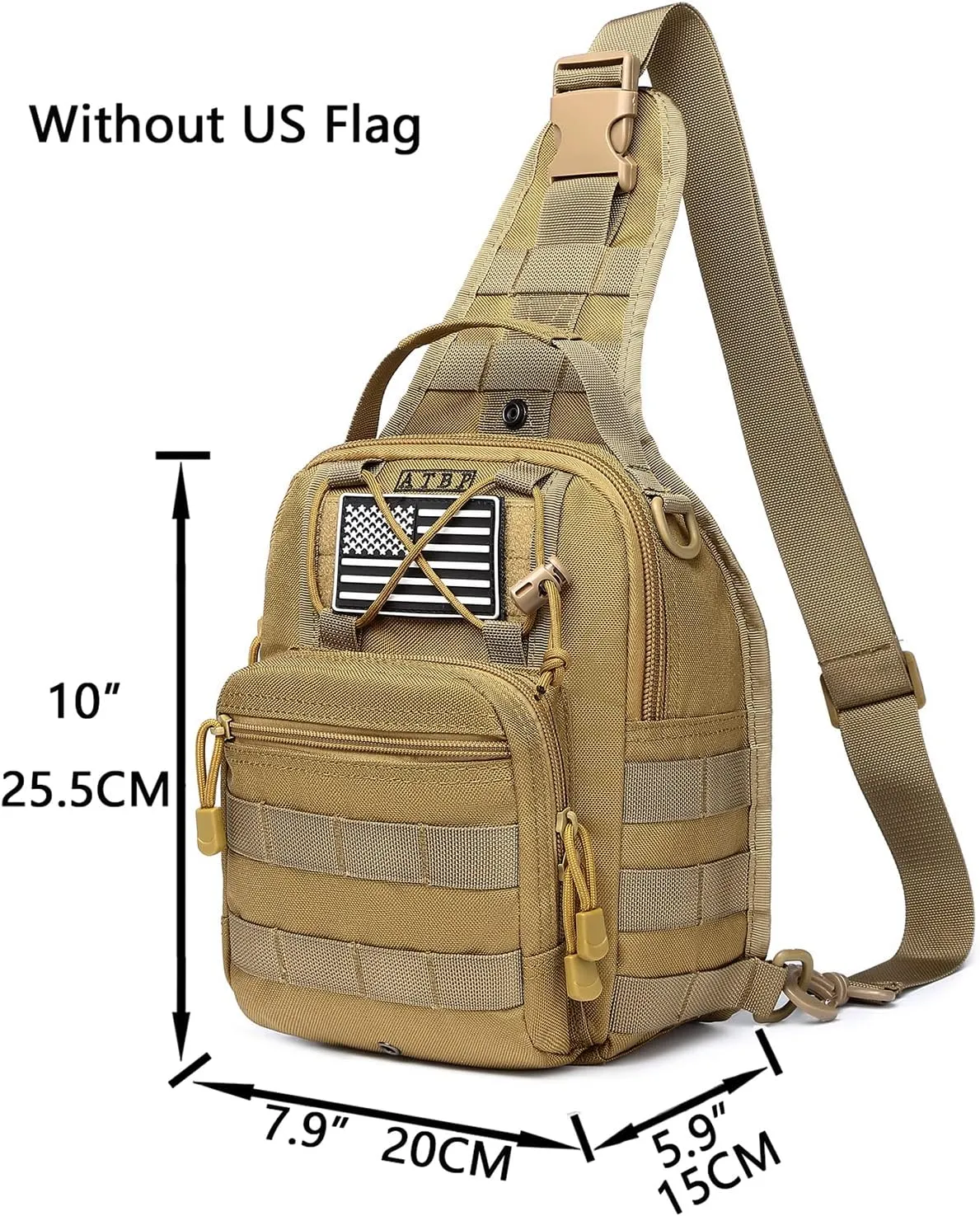 ATBP Small Tactical Sling Backpack Bag Pack for Men Military Shoulder Bag Molle Crossbody Bag for Hiking 6 Liters
