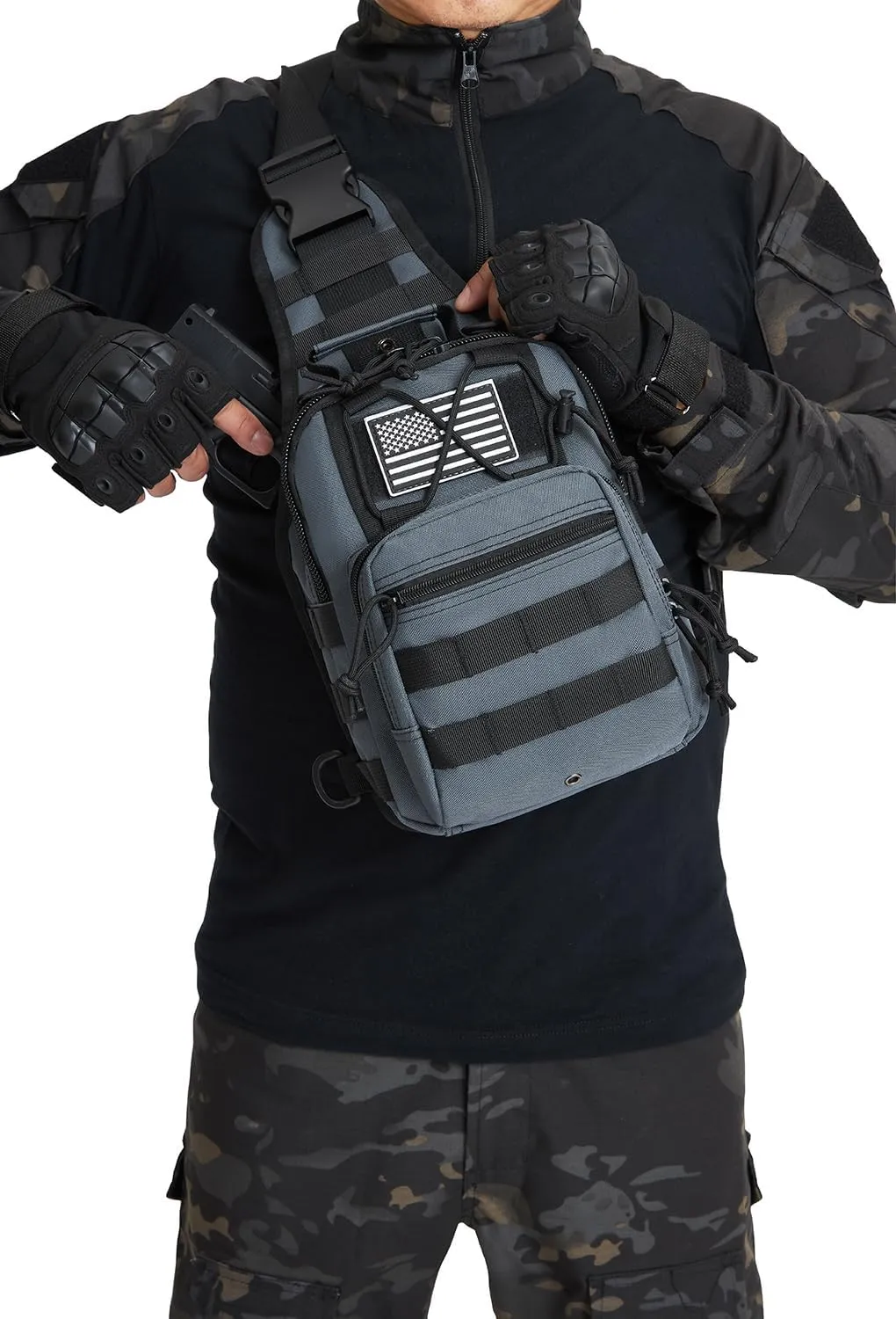 ATBP Small Tactical Sling Bag for Men with Holster Military EDC Shoulder Bag CCW Crossbody Bag 7 Liters