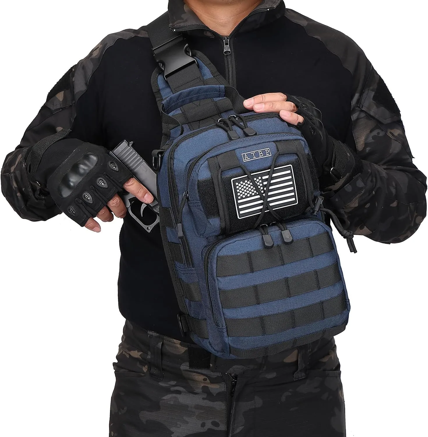 ATBP Tactical Sling Backpack Bag Pack for Men Military One Strap Shoulder Backpack Crossbody Bag With Holster 10 Liters