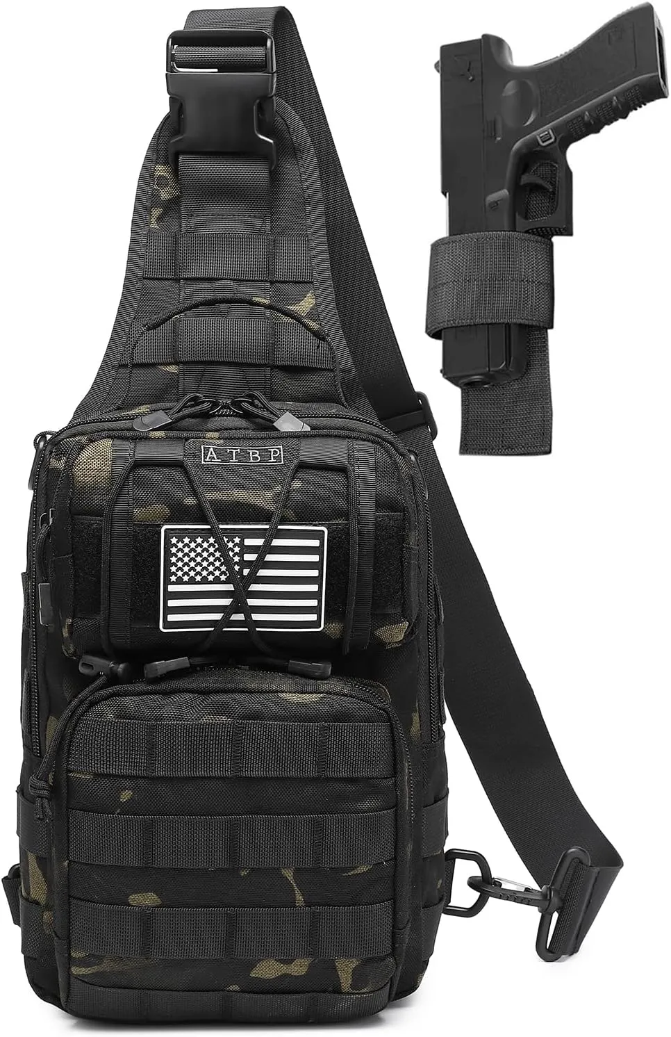 ATBP Tactical Sling Backpack Bag Pack for Men Military One Strap Shoulder Backpack Crossbody Bag With Holster 10 Liters