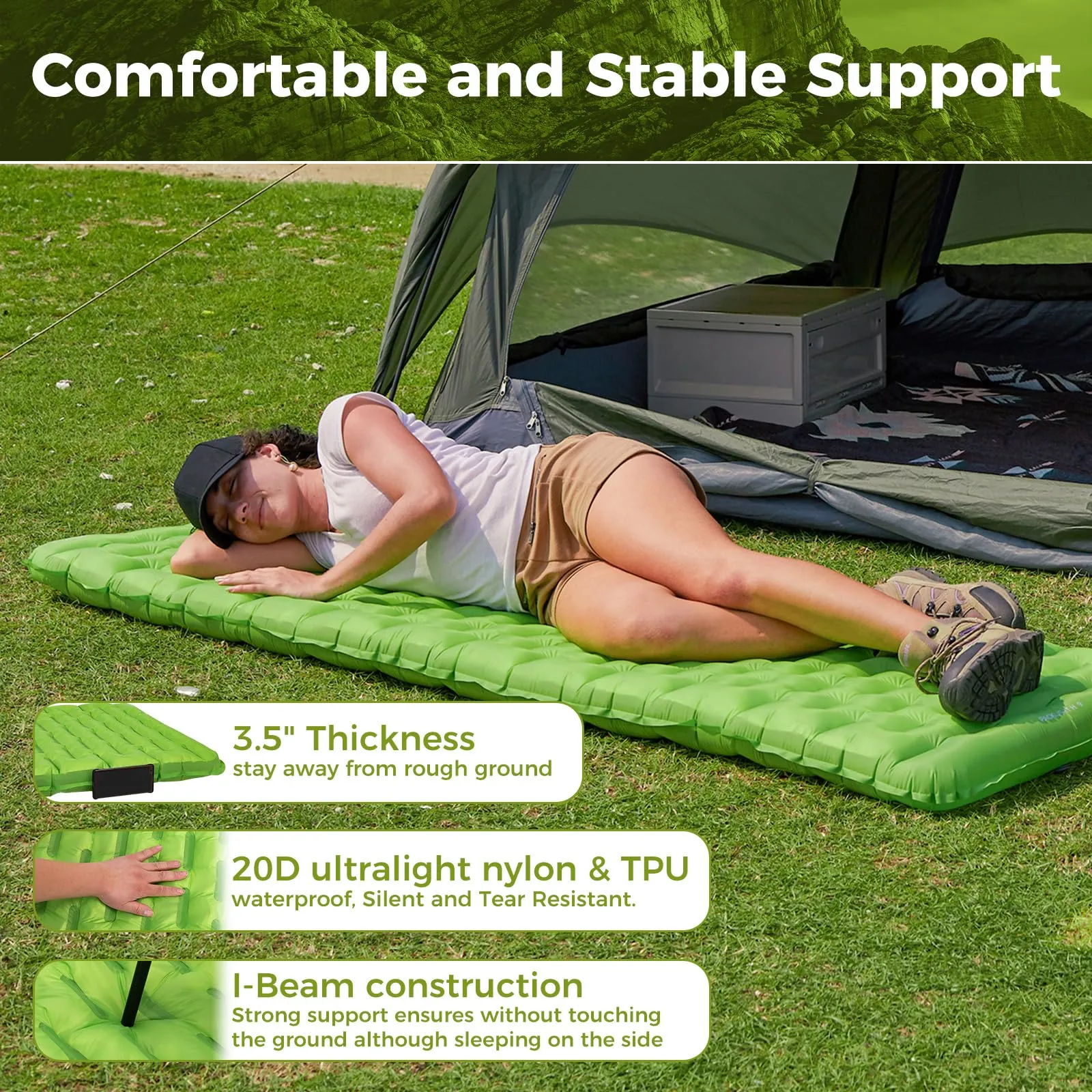 ATEPA Ultralight Insulated Sleeping Pad R Value 6 with Pump Sack