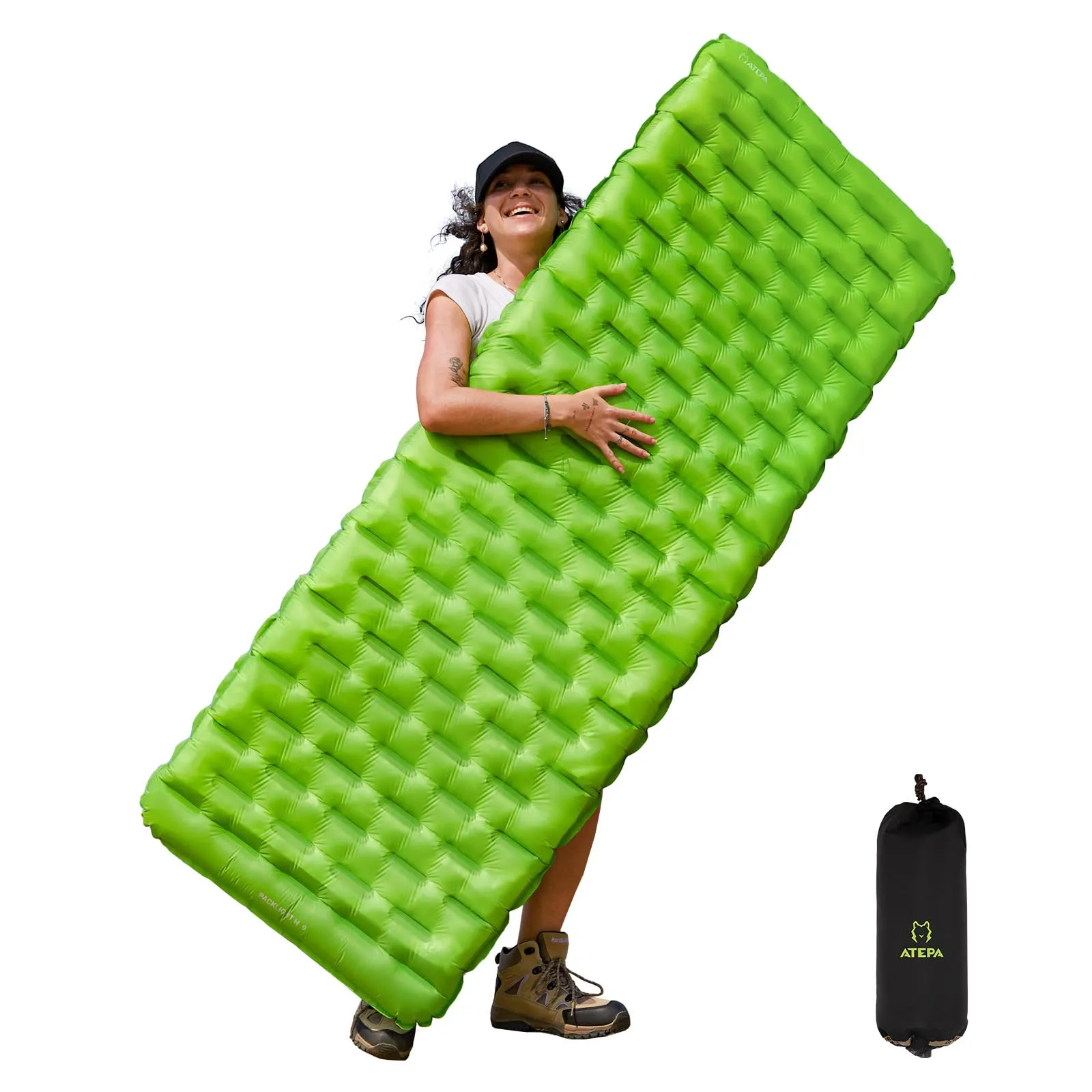 ATEPA Ultralight Insulated Sleeping Pad R Value 6 with Pump Sack