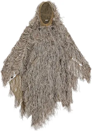 AUSCAMOTEK Ghillie Suit Poncho for Hunting Bird Watch Gilly Camouflage Cloak Green and Desert
