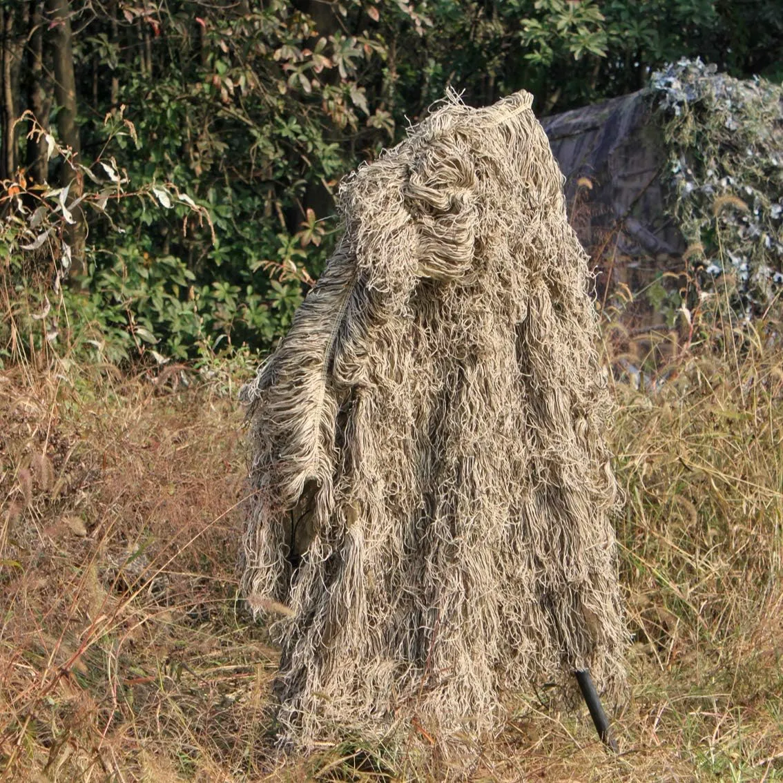 AUSCAMOTEK Ghillie Suit Poncho for Hunting Bird Watch Gilly Camouflage Cloak Green and Desert