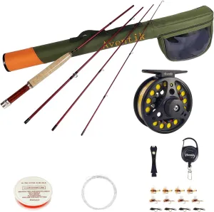 Aventik Whisperer Fly Fishing Rod 4 Pieces, 6FT 0/1/2/3wt, 7FT 3/4wt, 24T Corbon Fiber Fast Action Super Compact Freshwater Ultra Light Fly Rod with Cordura Rod Tube