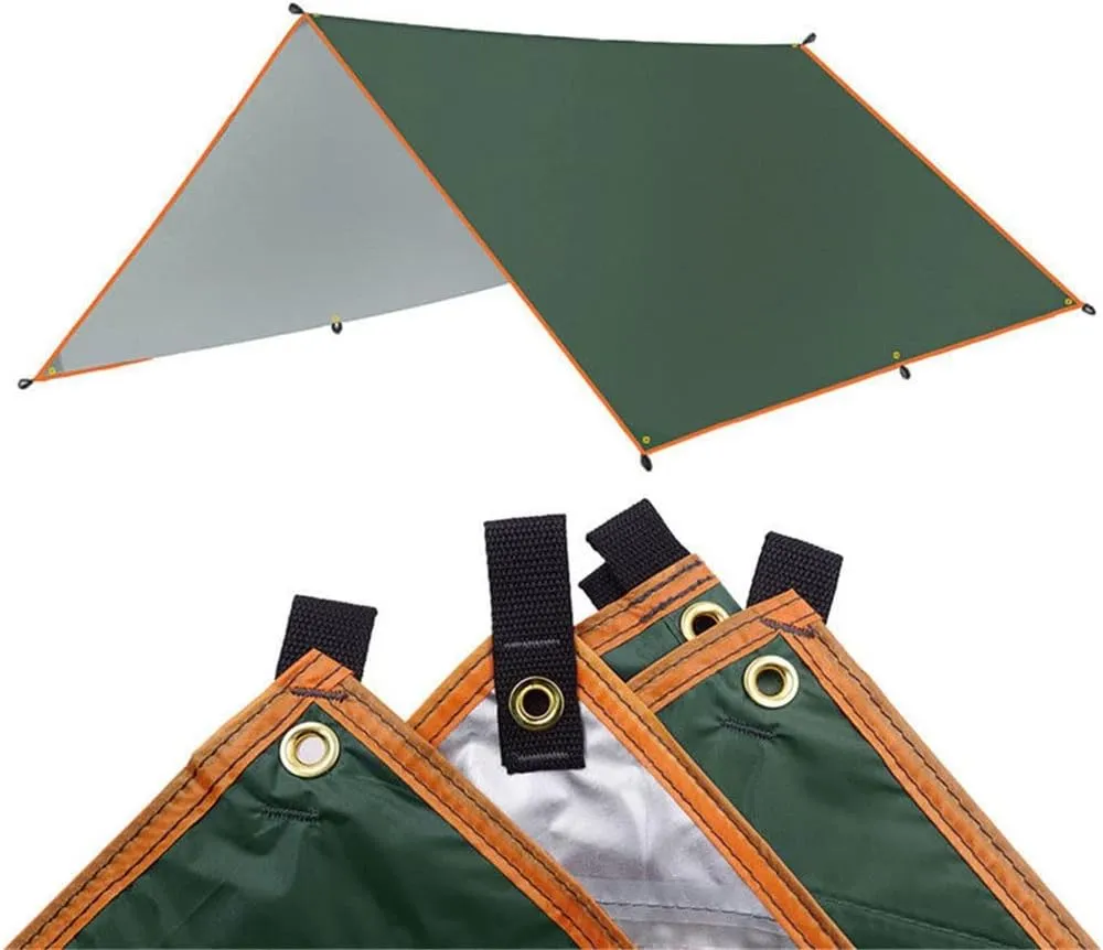 Awning Waterproof Tarp Tent Shade Ultralight Garden Canopy Sunshade Outdoor Camping Hammock Rain Fly Beach Sun Shelter (Color : Green, Size : 3 * 5M)