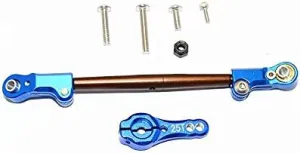 Axial SCX10 II Upgrade Parts (AX90046, AX90047) Spring Steel Adjustable Servo Rod With Aluminium Ends & 25T Servo Horn - 2Pcs Set Blue