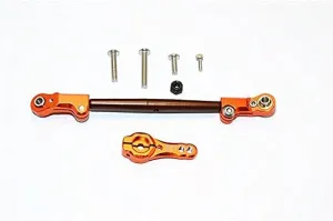 Axial SCX10 II Upgrade Parts (AX90046, AX90047) Spring Steel Adjustable Servo Rod With Aluminium Ends & 25T Servo Horn - 2Pcs Set Orange