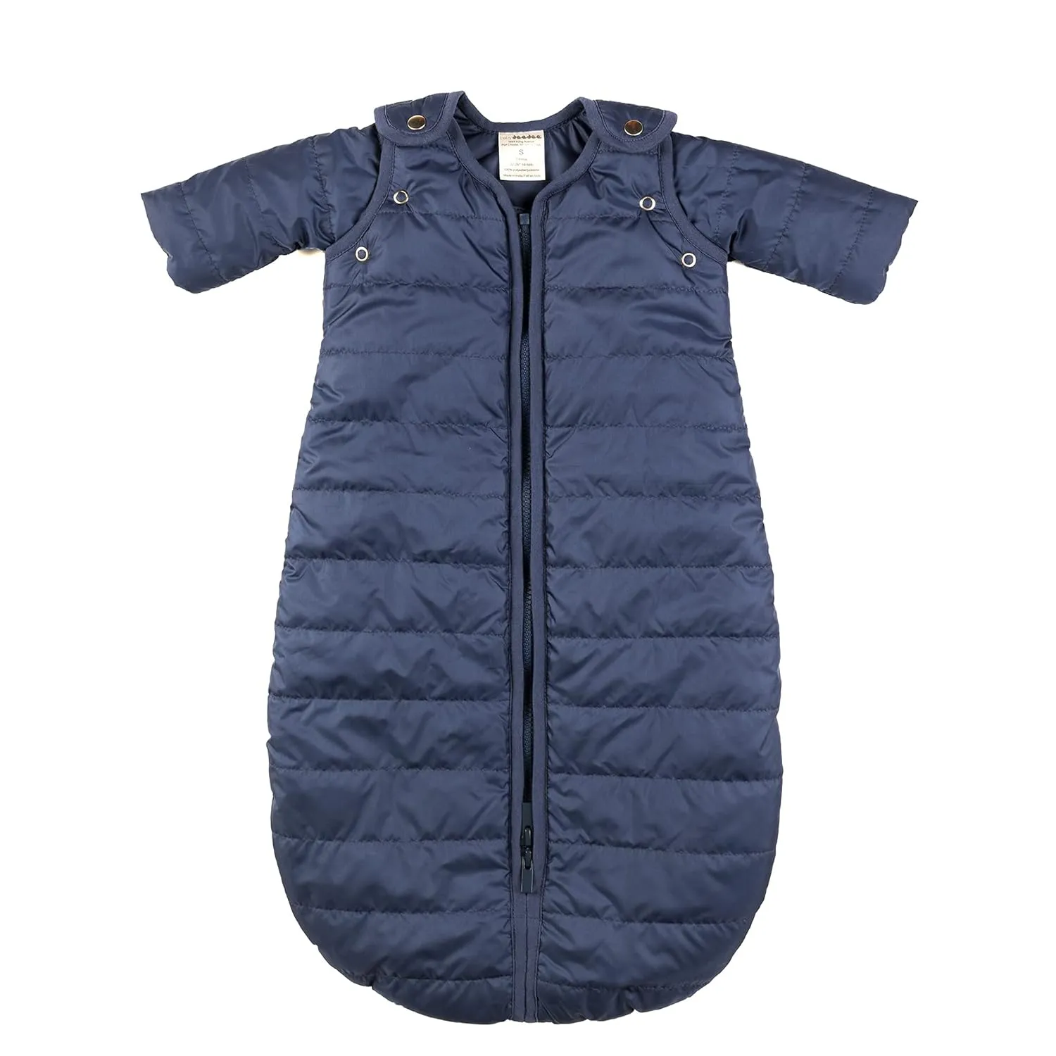 Baby Sleeping Bag Sack - Warm Quilted Duvet Material - Outdoor & Indoor, Unisex Travel Wearable Blanket. Fits Infants, Removable Sleeves & Convenient Shoulder Snaps, Indigo, Medium (6-18 Months)