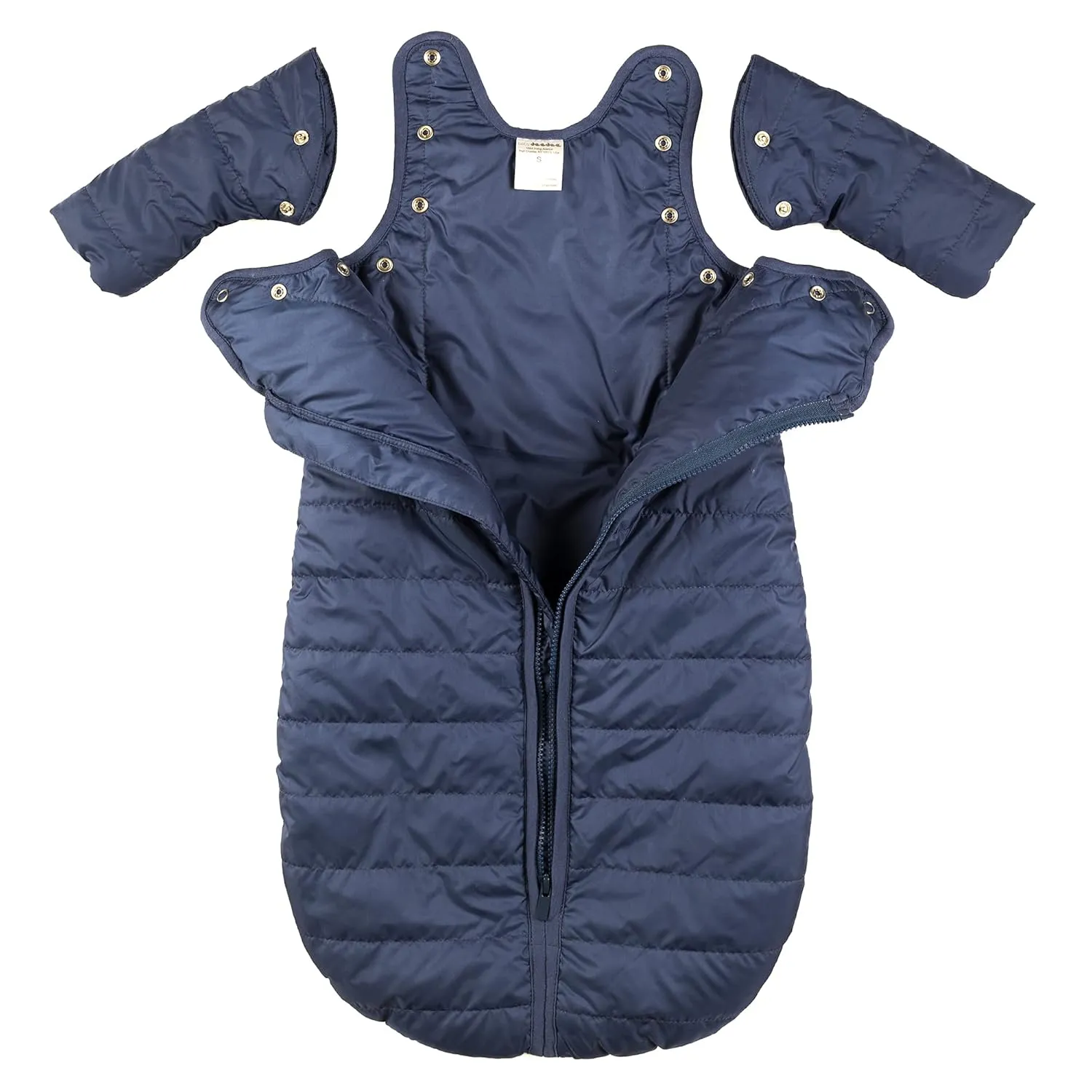 Baby Sleeping Bag Sack - Warm Quilted Duvet Material - Outdoor & Indoor, Unisex Travel Wearable Blanket. Fits Infants, Removable Sleeves & Convenient Shoulder Snaps, Indigo, Medium (6-18 Months)
