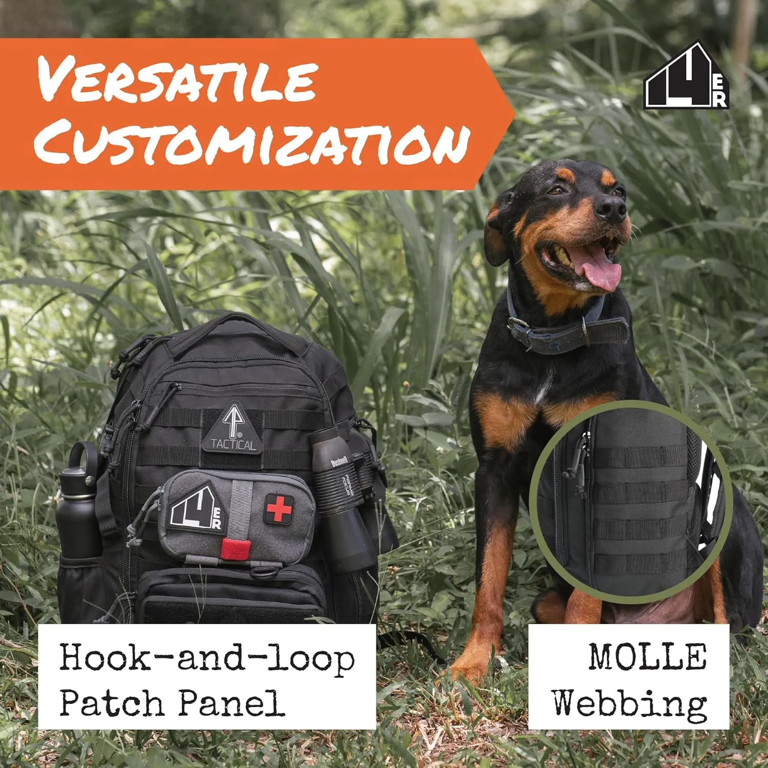 Backpack | 35L Capacity Military Backpack, 3-Day Bug Out Army Backpack | MOLLE Backpack Compatible PALS | Rucking Backpack EDC Hiking Survival Backpacks, Black Tactical Backpack for Men