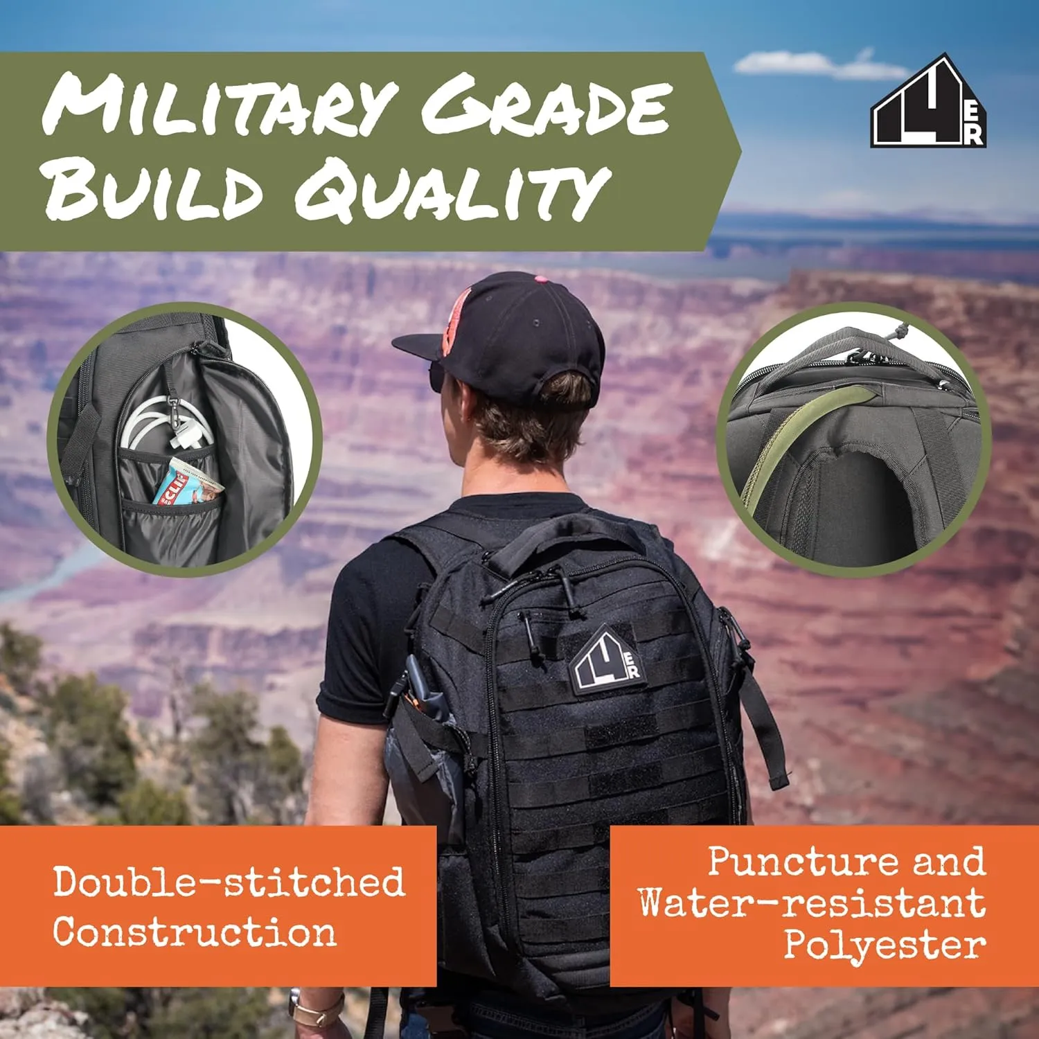 Backpack | 35L Capacity Military Backpack, 3-Day Bug Out Army Backpack | MOLLE Backpack Compatible PALS | Rucking Backpack EDC Hiking Survival Backpacks, Black Tactical Backpack for Men