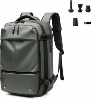 Backpack 60L Expandable Vacuum Compression Travel with Pump, Waterproof Lightweight Carry-On for Business Trip & Outdoor (BLUE)