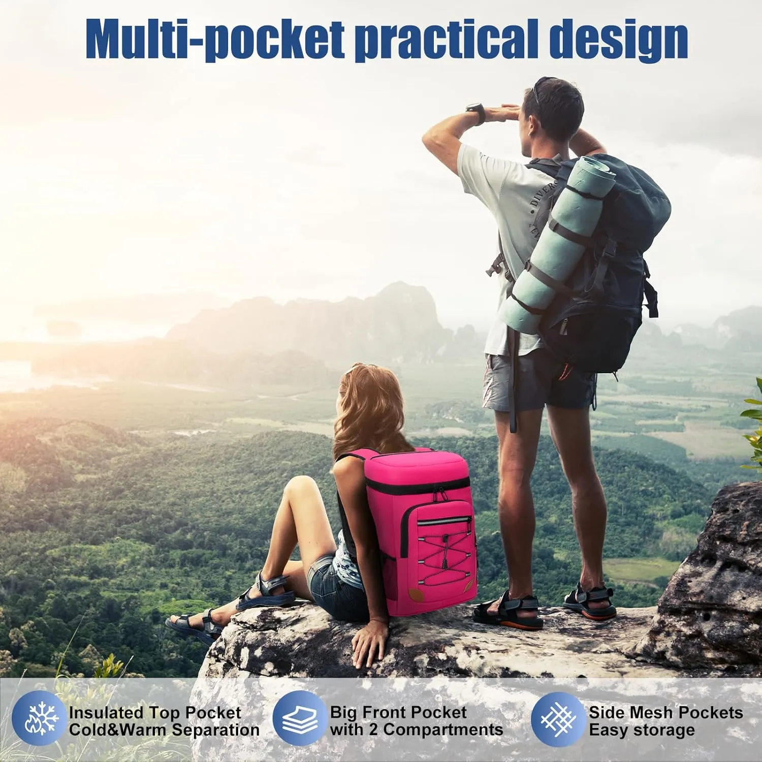Backpack Cooler Insulated Leak Proof for Men Wowen 36 Cans Soft Cooler Backpack Insulated Waterproof Large Capacity Coolers Bag Portable for Lunch Camping Travel Picnic Hiking