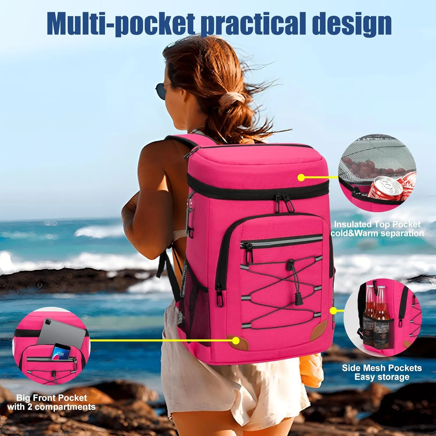 Backpack Cooler Insulated Leak Proof for Men Wowen 36 Cans Soft Cooler Backpack Insulated Waterproof Large Capacity Coolers Bag Portable for Lunch Camping Travel Picnic Hiking